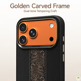 Golden Carved Frame - RAPTIC for iPhone 17 Series Aramid Dual Rise MagSafe Case