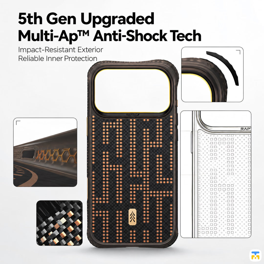 5th Gen Upgraded
Multi-Ap™ Anti-Shock Tech - RAPTIC Grid Valor Aramid Dual MagSafe Case for iPhone 17/18 Series
