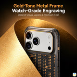 Gold-Tone Metal Frame
Watch-Grade Engraving - RAPTIC Grid Valor Aramid Dual MagSafe Case for iPhone 17/18 Series