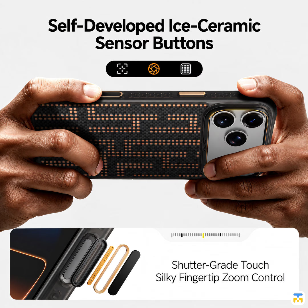 Self-Developed Ice-Ceramic
Sensor Buttons - RAPTIC Grid Valor Aramid Dual MagSafe Case for iPhone 17/18 Series