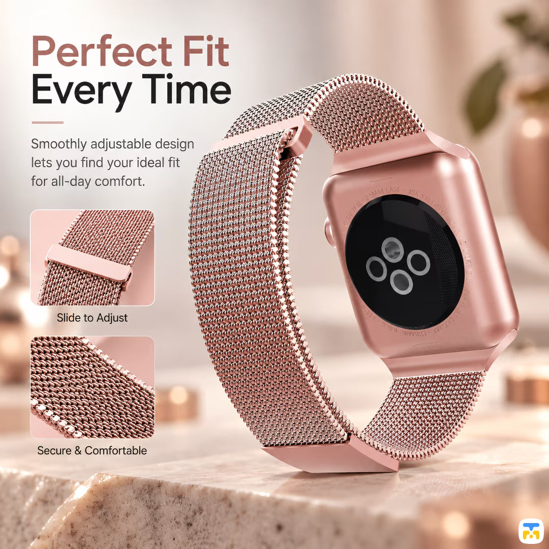 Perfect Fit
Every Time - RAPTIC X-Doria Milanese Metal Mesh Band for Apple Watch