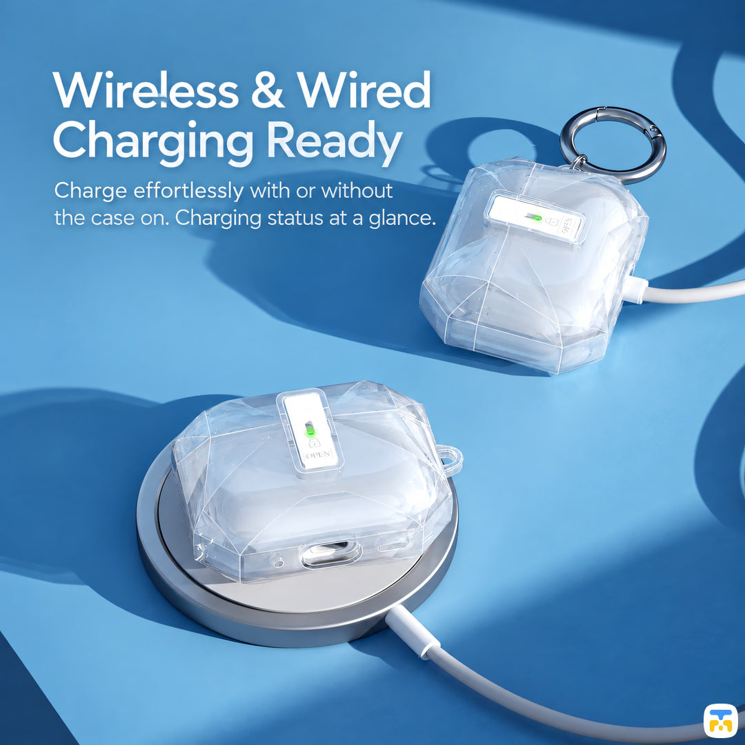Wireless & Wired Charging Ready - RAVAKA Ice Series AirPods Case
