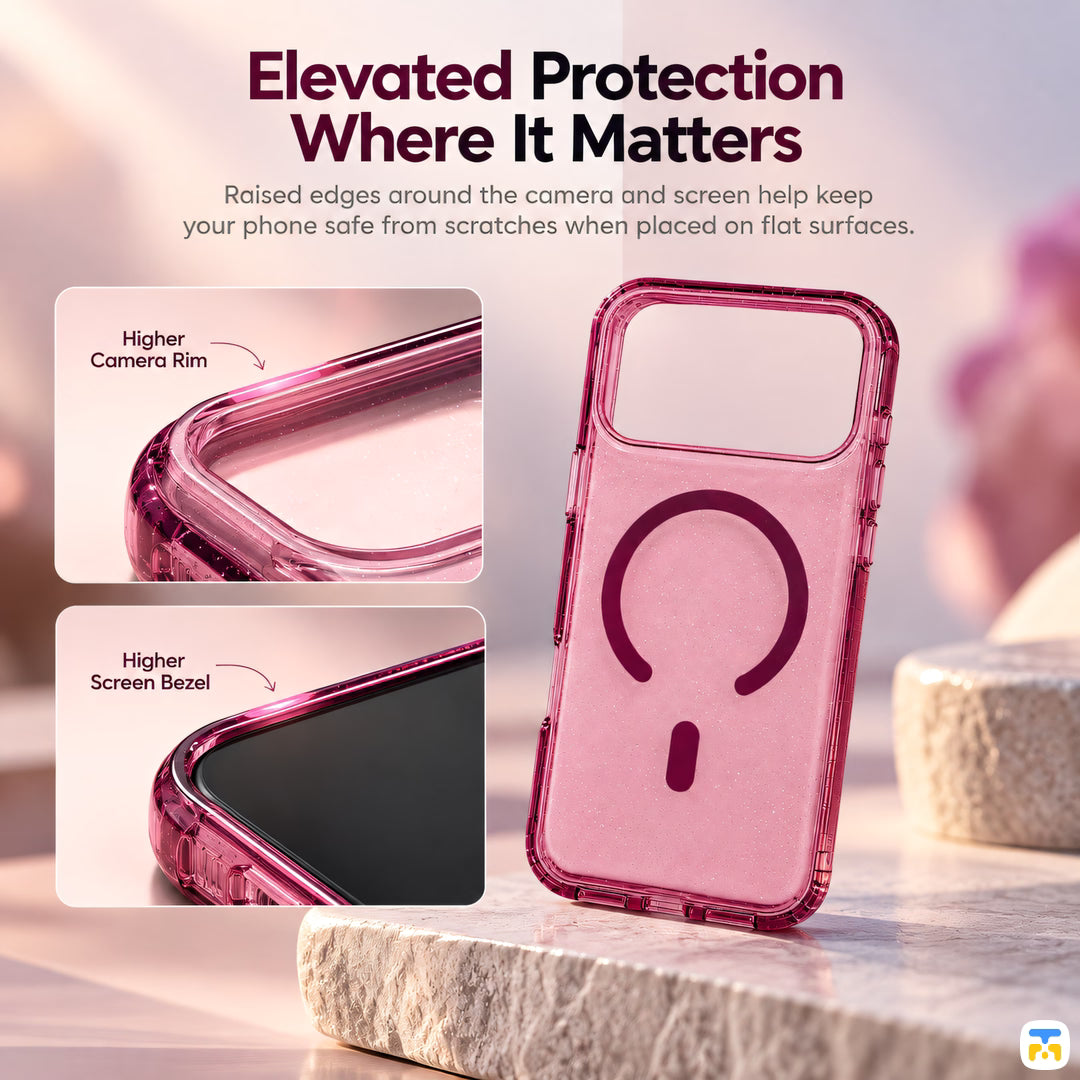 Elevated Protection
Where It Matters - RAVAKA Sparkle Series MagSafe Case for iPhone 17/18 Series