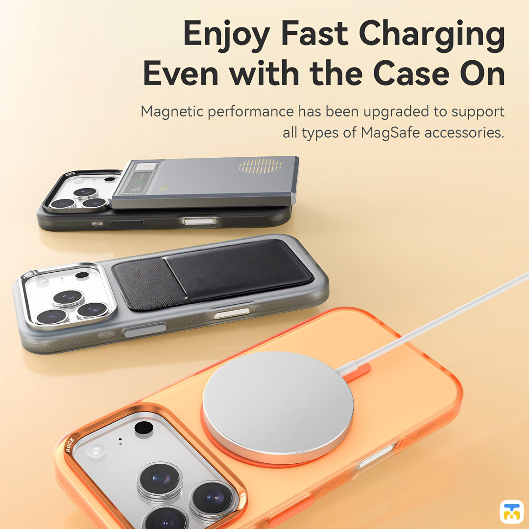 Enjoy Fast Charging Even with the Case On - ROCK InShare Matte Magnetic Protection Case (Metal Lens Frame)