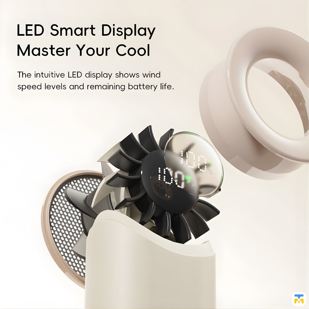 LED Smart Display Master Your Cool - Rock Mini Handheld High-Speed Fan