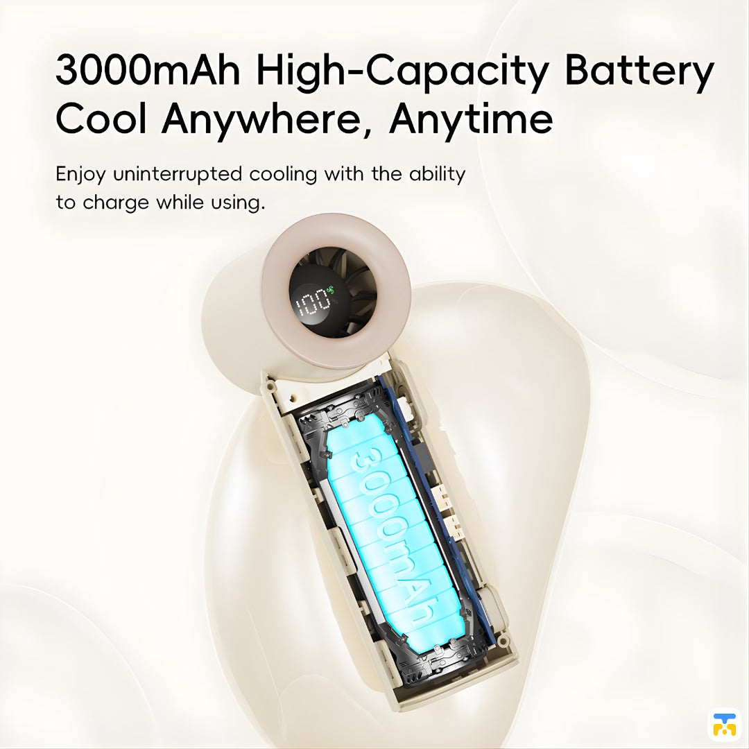 3000mAh High-Capacity Battery Cool Anywhere, Anytime - Rock Mini Handheld High-Speed Fan