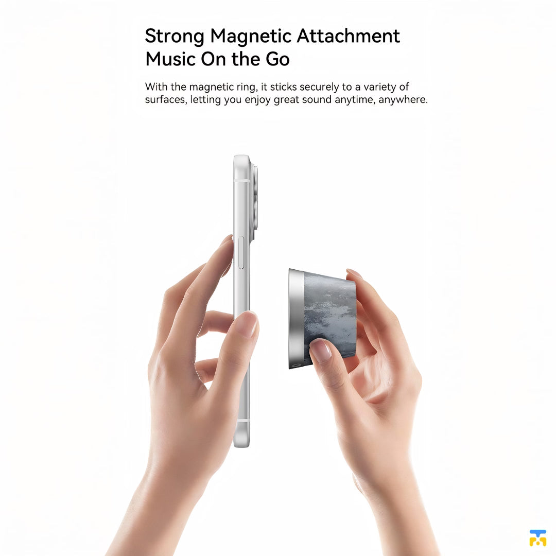 Strong Magnetic Attachment MusicOntheGo - ROCK Mini Magnetic Wireless Charging Bluetooth Speaker