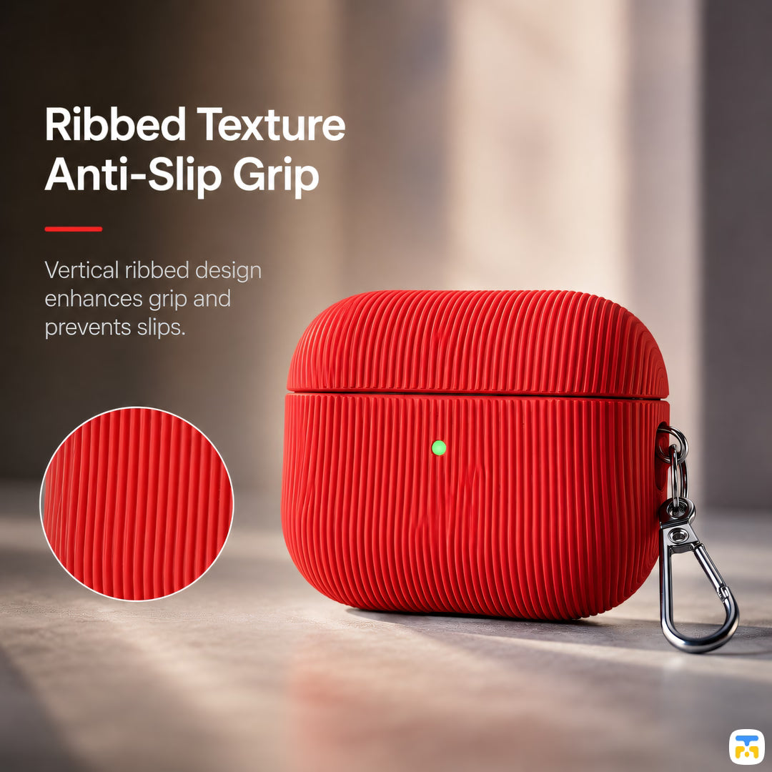 Ribbed Texture Anti-Slip Grip - Ruby Ridge Case for Airpods Pro Series