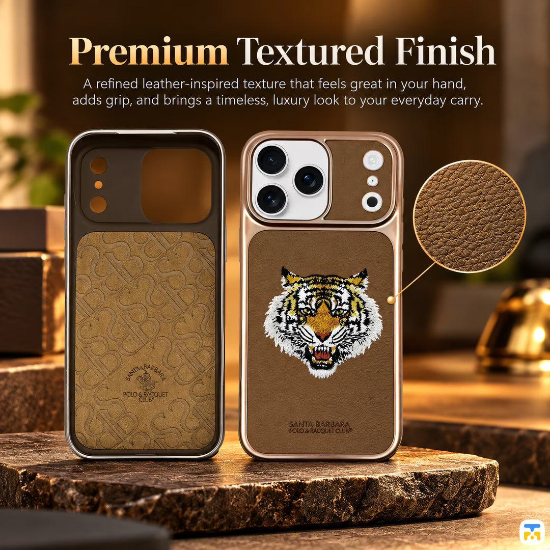 Premium Textured Finish - Santa Barbara Polo Club Savanna Embroidered Case for iPhone 17/18 Series