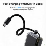 Fast Charging with Built-in Cable - SHARGE Flow Go Power Bank - 10000 mAh, 22.5W, Built-in Cable