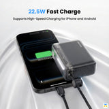 22.5W Fast Charge - SHARGE Flow Go Power Bank - 10000 mAh, 22.5W, Built-in Cable