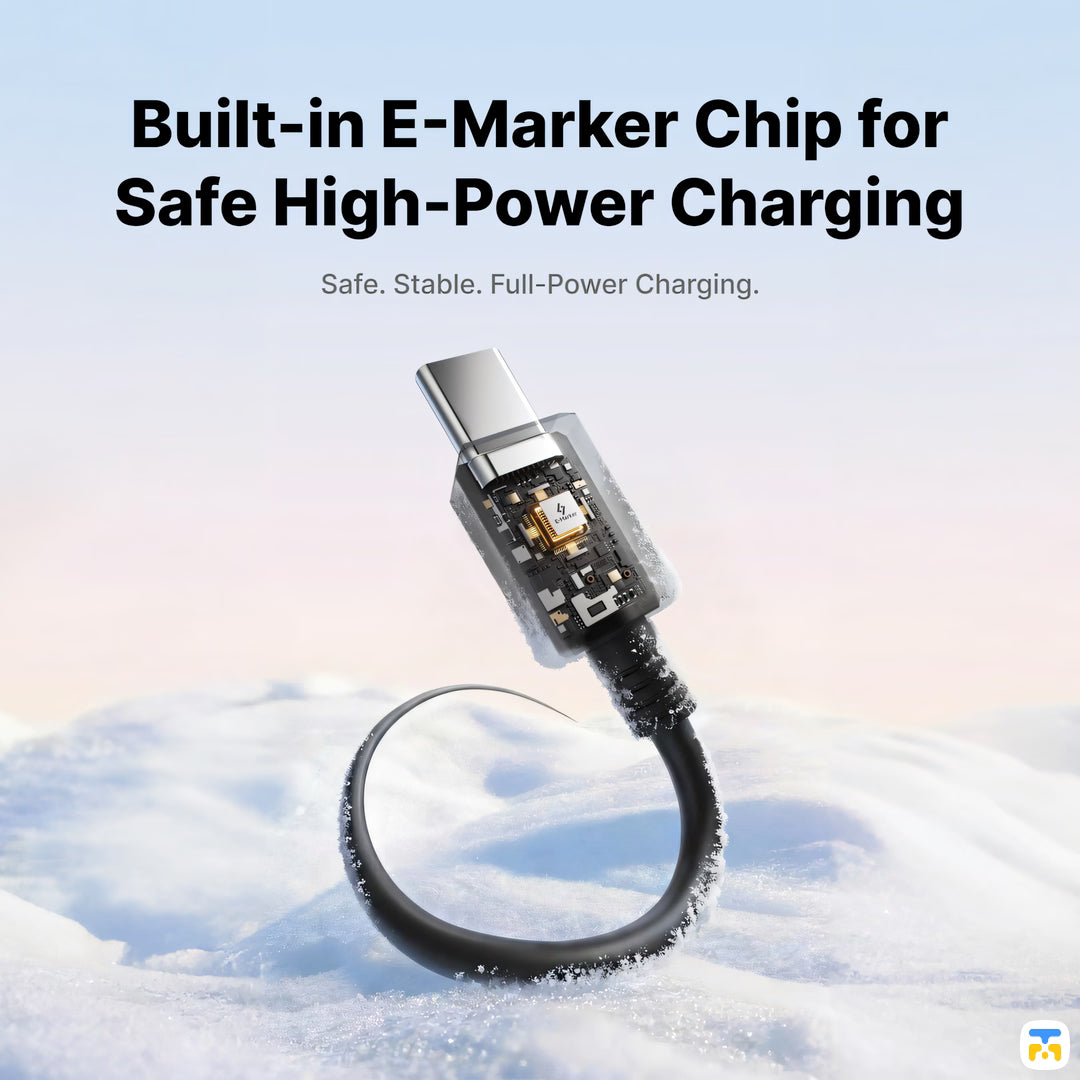 Built-in E-Marker Chip for
Safe High-Power Charging - SHARGE L6 240W USB-C to USB-C Cable - 3 Meter