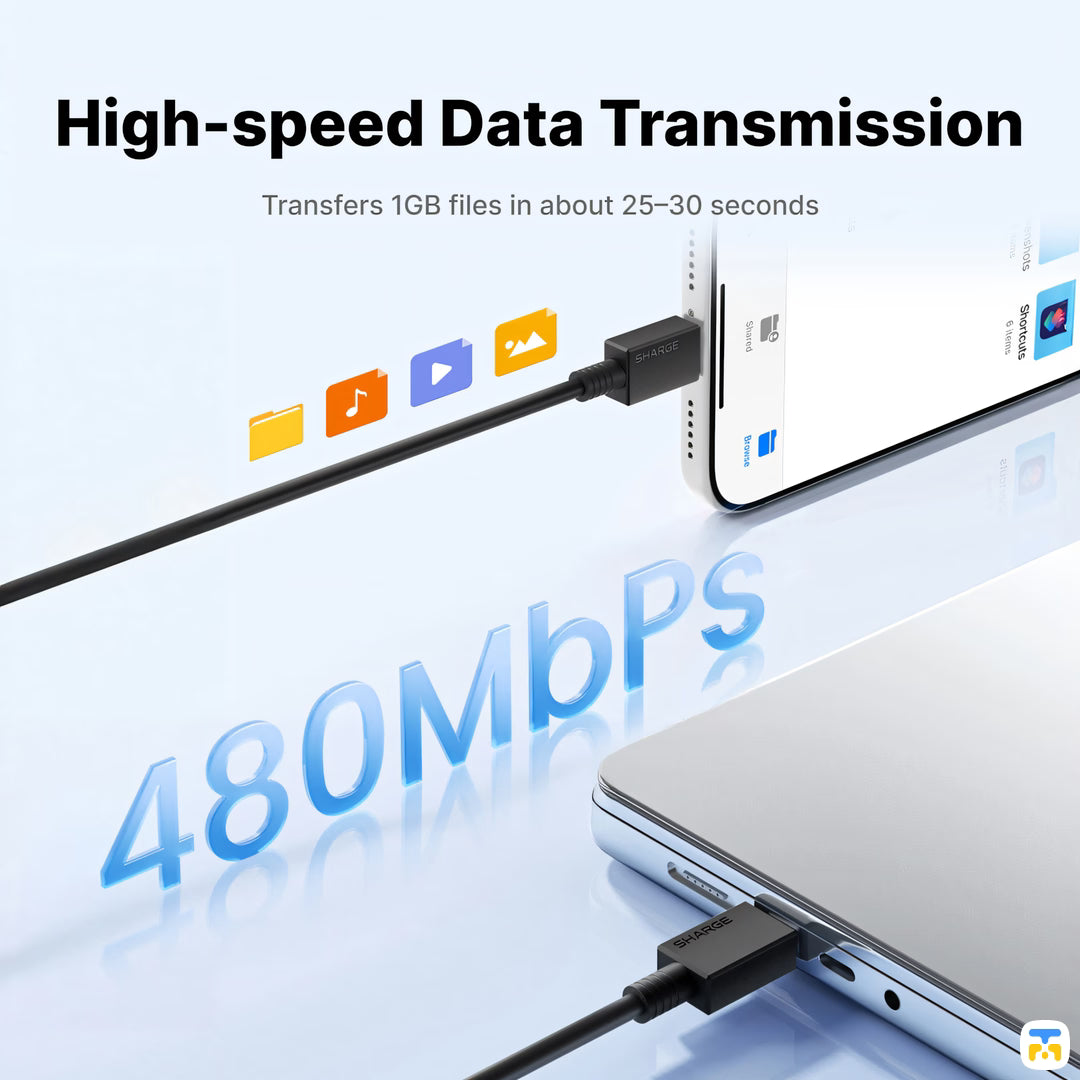 High-speed Data Transmission - SHARGE L6 240W USB-C to USB-C Cable - 3 Meter