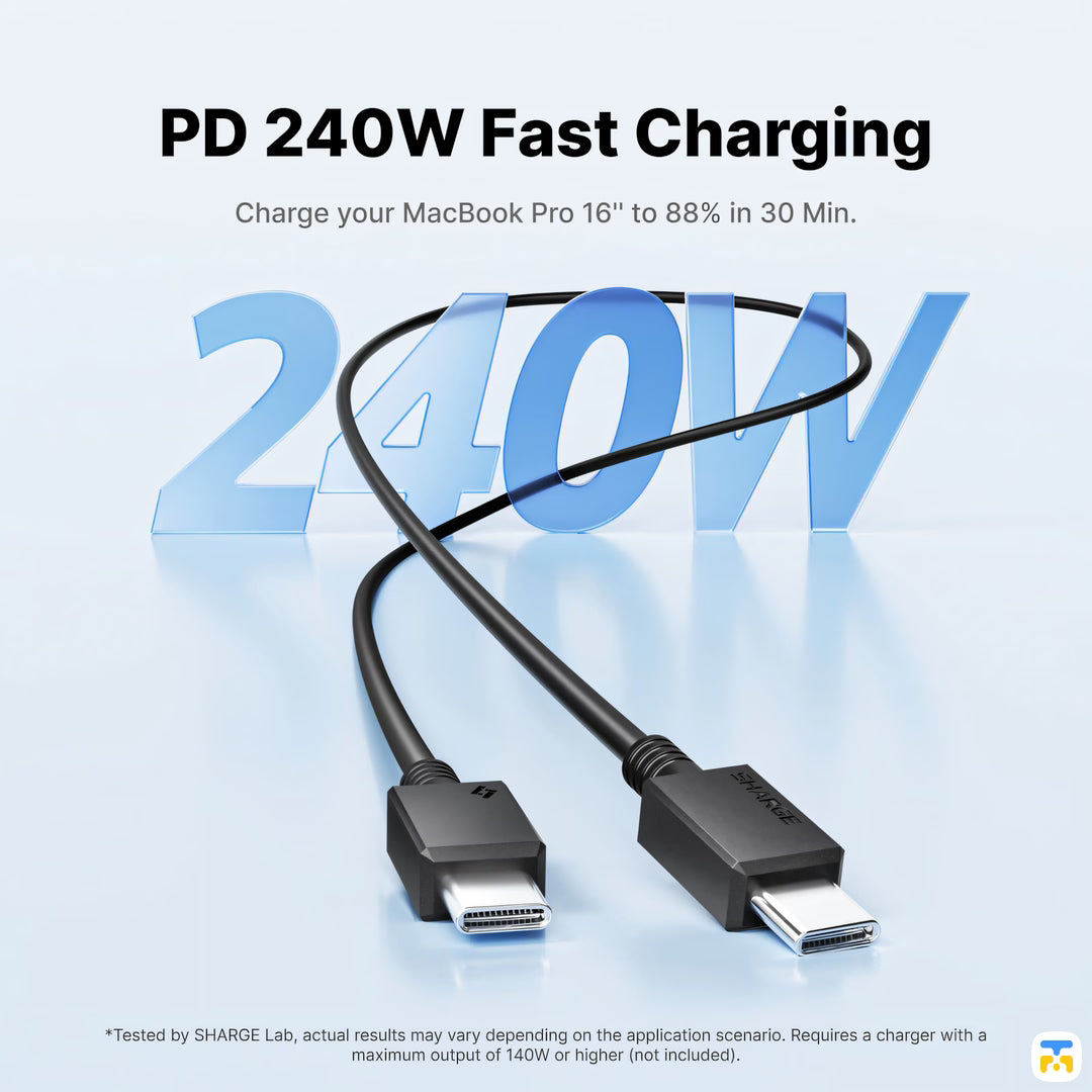 PD 240W Fast Charging - SHARGE L6 240W USB-C to USB-C Cable - 3 Meter