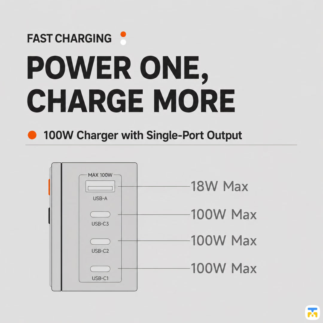 SHARGE Pixel 100W GaN Charger with Dot Matrix Display - 3x USB-C, 1x USB-A