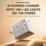 SHARGE Pixel 100W GaN Charger with Dot Matrix Display - 3x USB-C, 1x USB-A