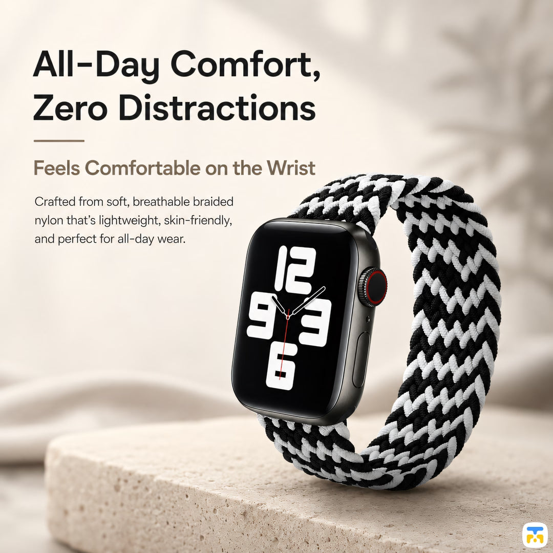 All-Day Comfort,
Zero Distractions - Single Loop Wave Apple Watch Strap for 38-41mm