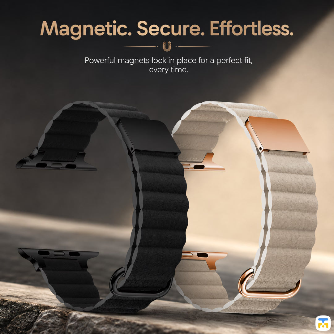 Magnetic. Secure. Effortless. - Snap Leather Magnetic Apple Watch Strap for 38-49mm