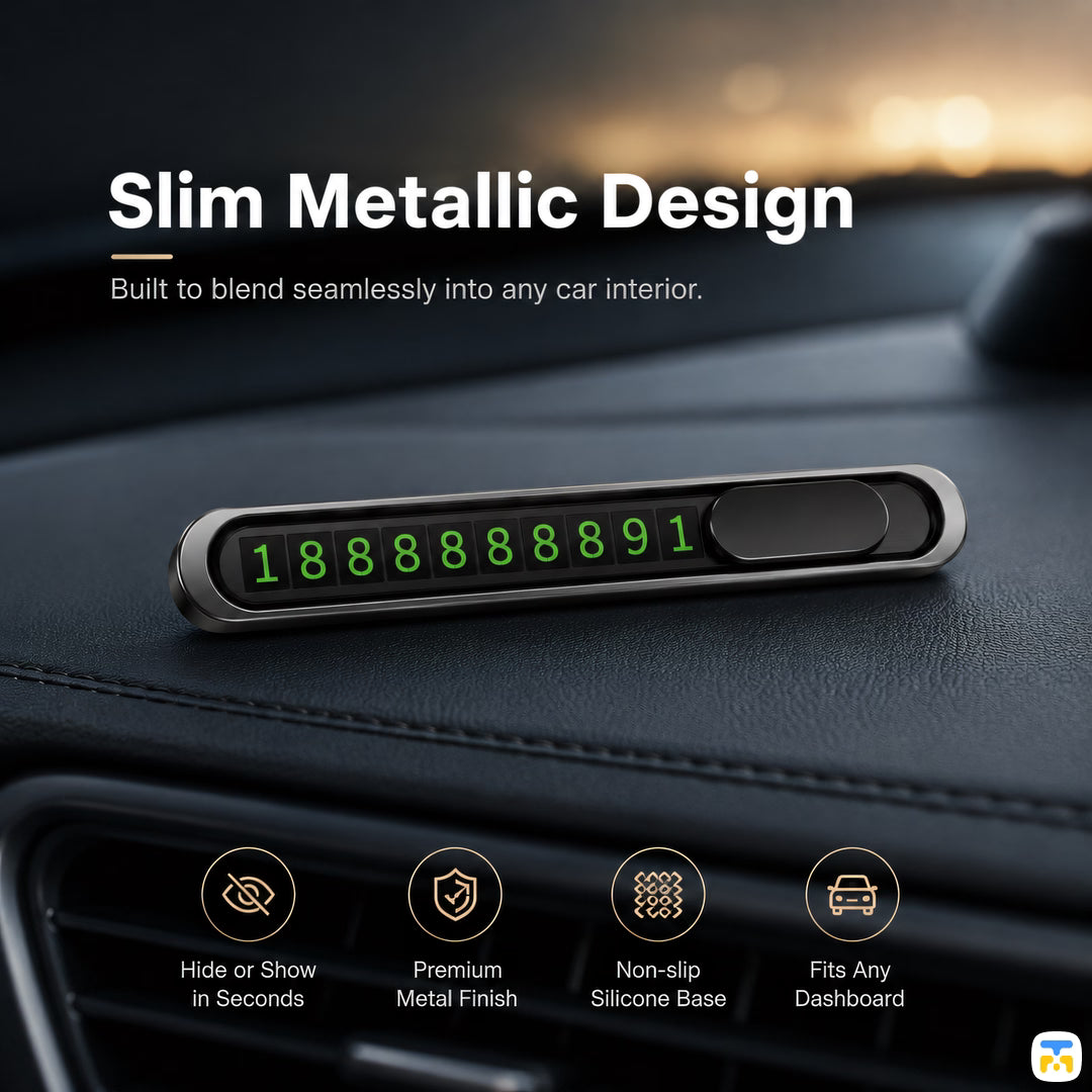 Slim Metallic Design - Temporary parking number plate