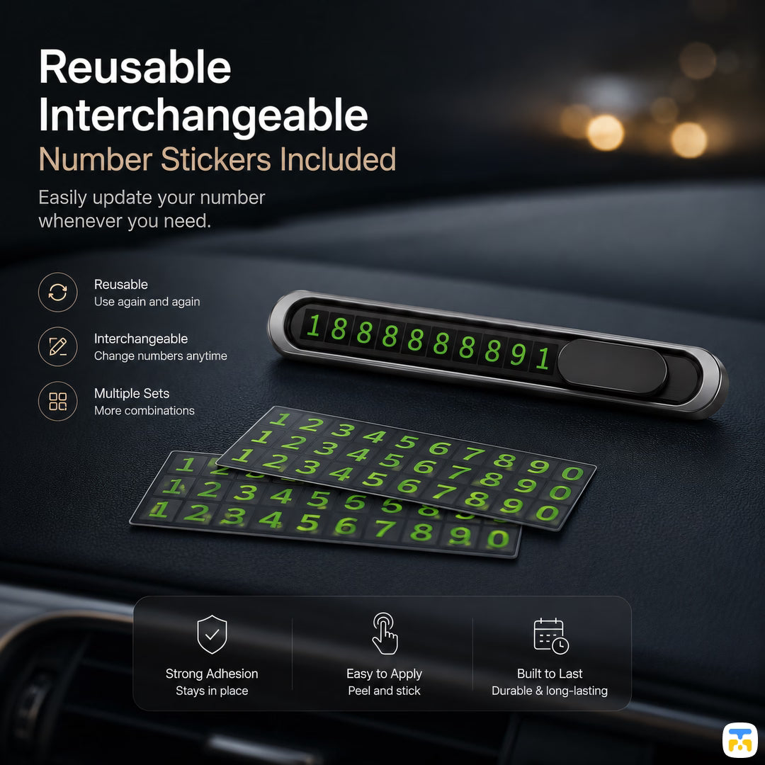 Reusable Interchangeable - Temporary parking number plate