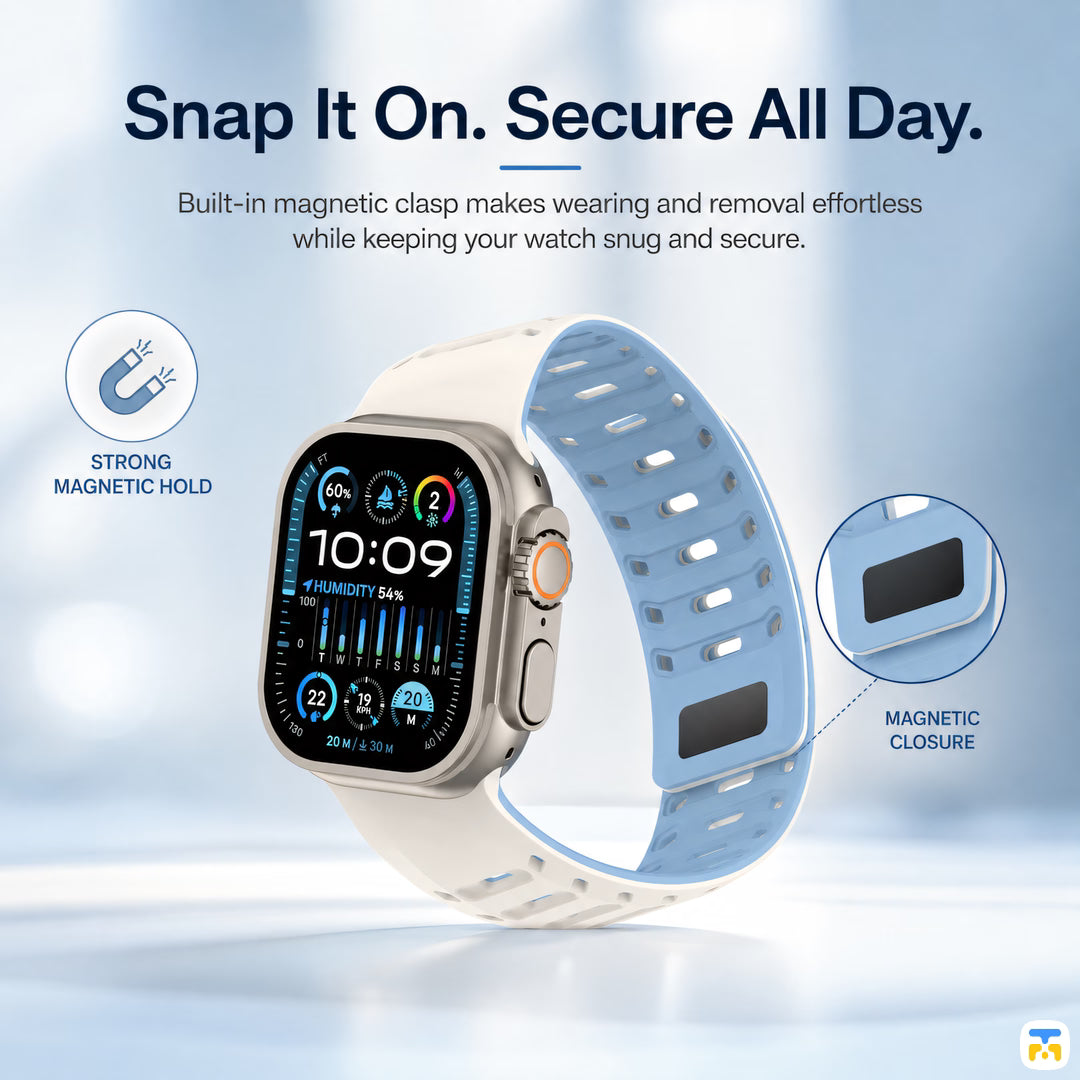 Snap It On. Secure All Day - The Pangolin Slanted Magnetic Apple Watch Sport Band for 38-49mm