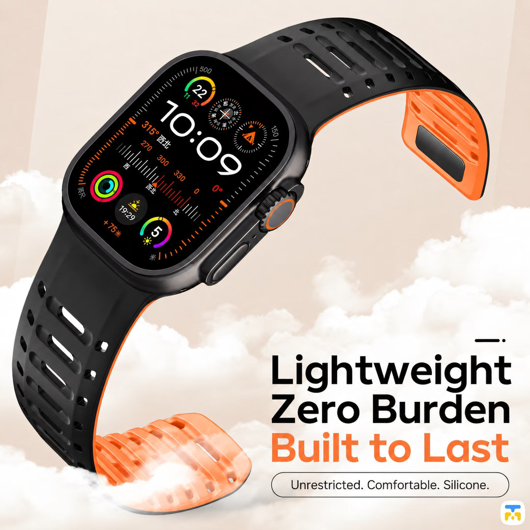Lightweight
Zero Burden
Built to Last - Tidal Sport Apple Watch Magnetic Silicone Band for 42-49mm
