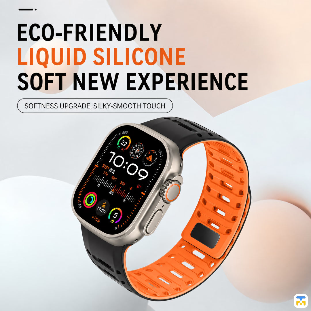 ECO-FRIENDLY
LIQUID SILICONE
SOFT NEW EXPERIENCE - Tidal Sport Apple Watch Magnetic Silicone Band for 42-49mm