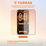 Torras borderless HD screen protector for iPhone 17 Series with clear display.