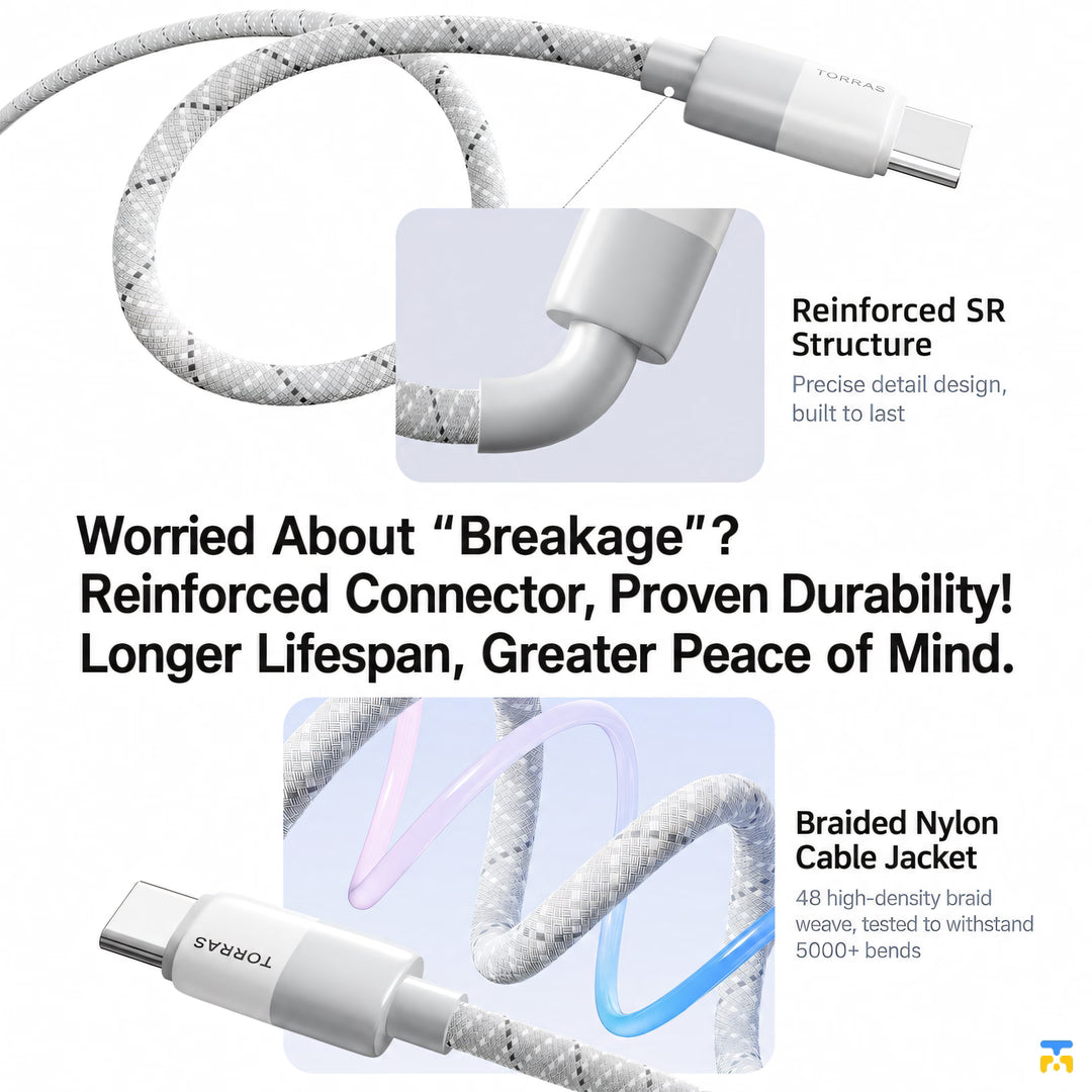Reinforced SR
Structure - TORRAS Charging and Data Cable USB C to C - 1.2 Meter