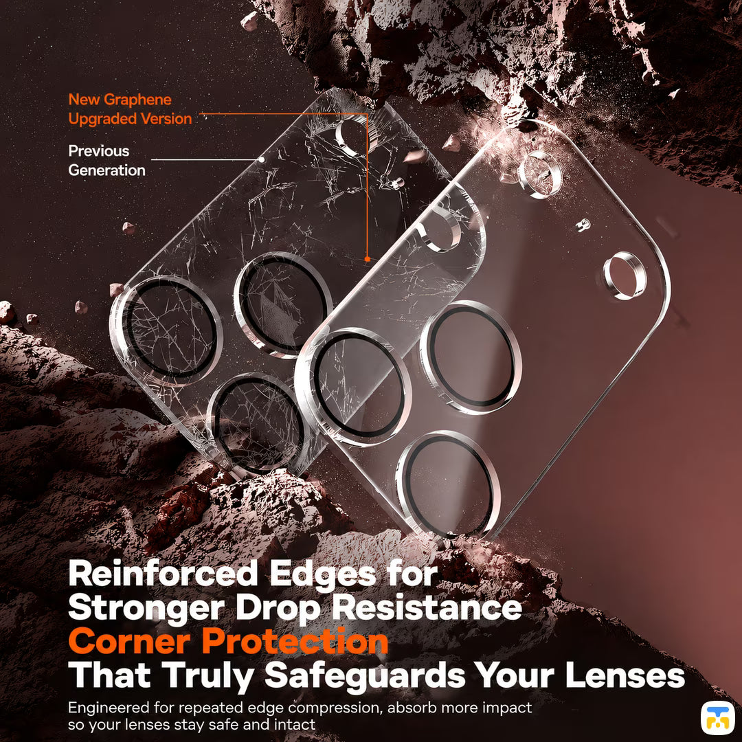 Reinforced Edges for
Stronger Drop Resistance
Corner Protection
That Truly Safeguards Your Lenses - TORRAS for iPhone 17 Series Anti-Reflective AR Lensguard
