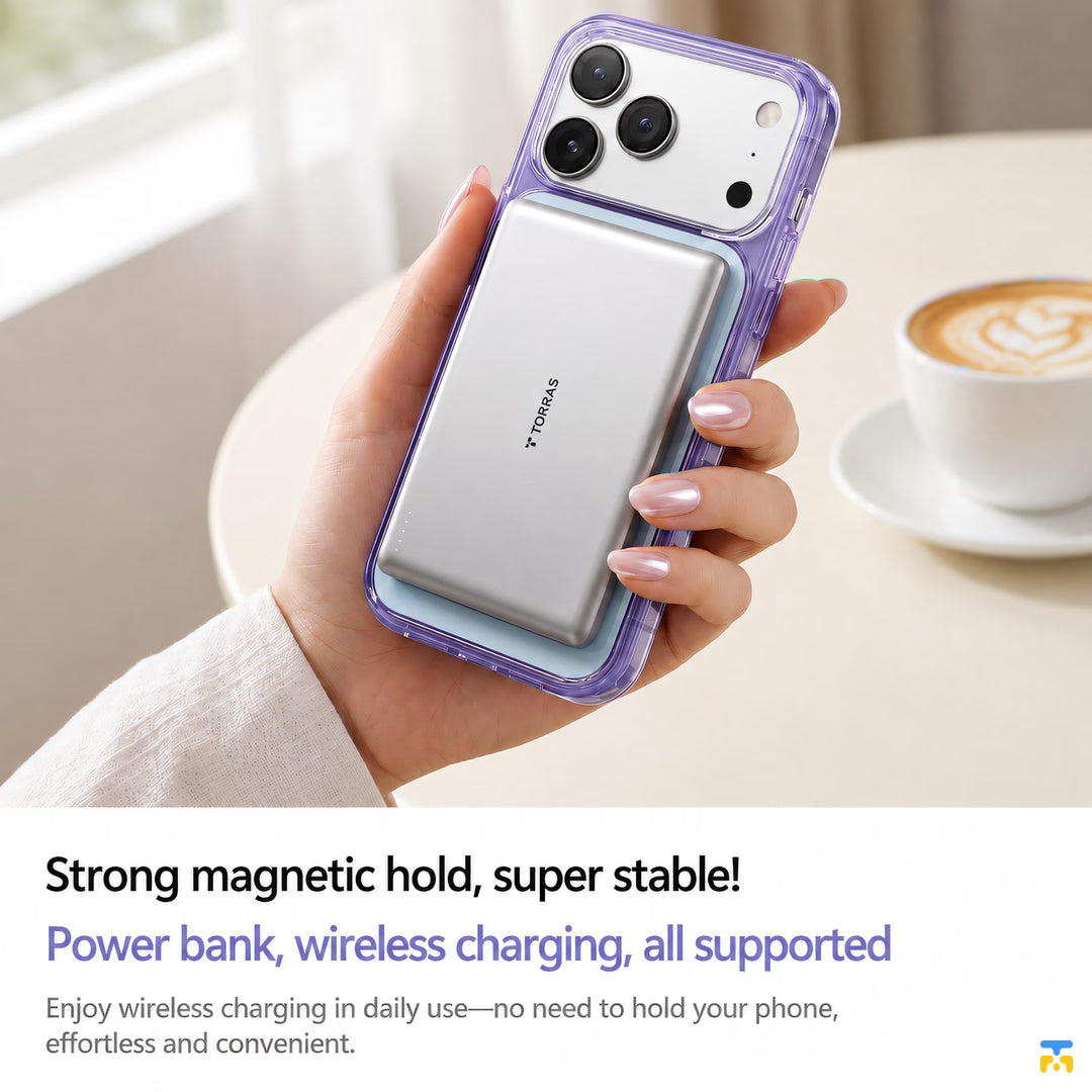 Strong magnetic hold, super stable! - TORRAS for iPhone 17 Series i3 Muse MagSafe Case with Rotating Stand