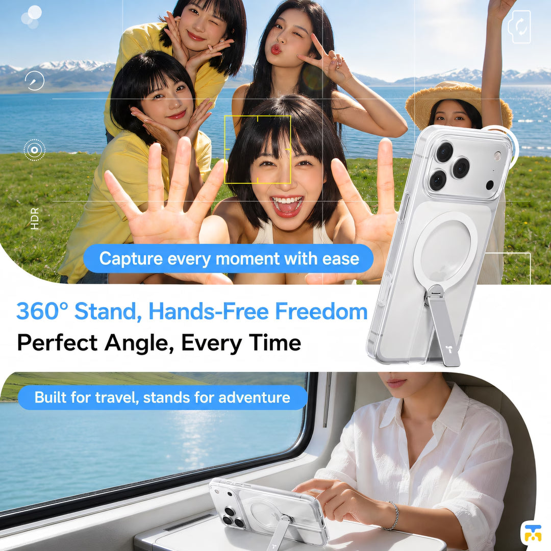 360° Stand, Hands-Free Freedom
Perfect Angle, Every Time - TORRAS for iPhone 17 Series LPRO MagSafe Case with Rotating Stand