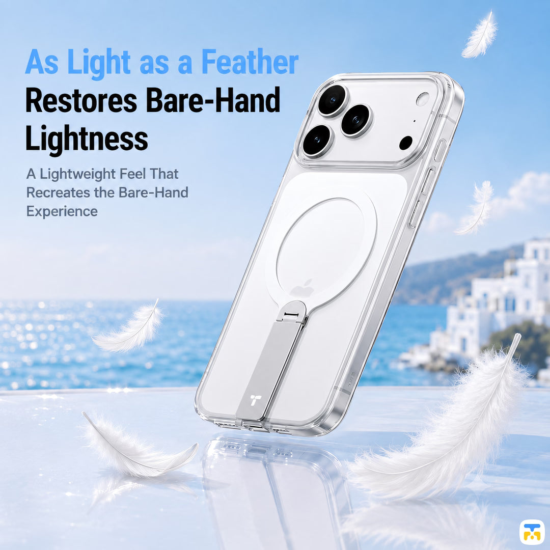 As Light as a Feather
Restores Bare-Hand
Lightness - TORRAS for iPhone 17 Series LPRO MagSafe Case with Rotating Stand