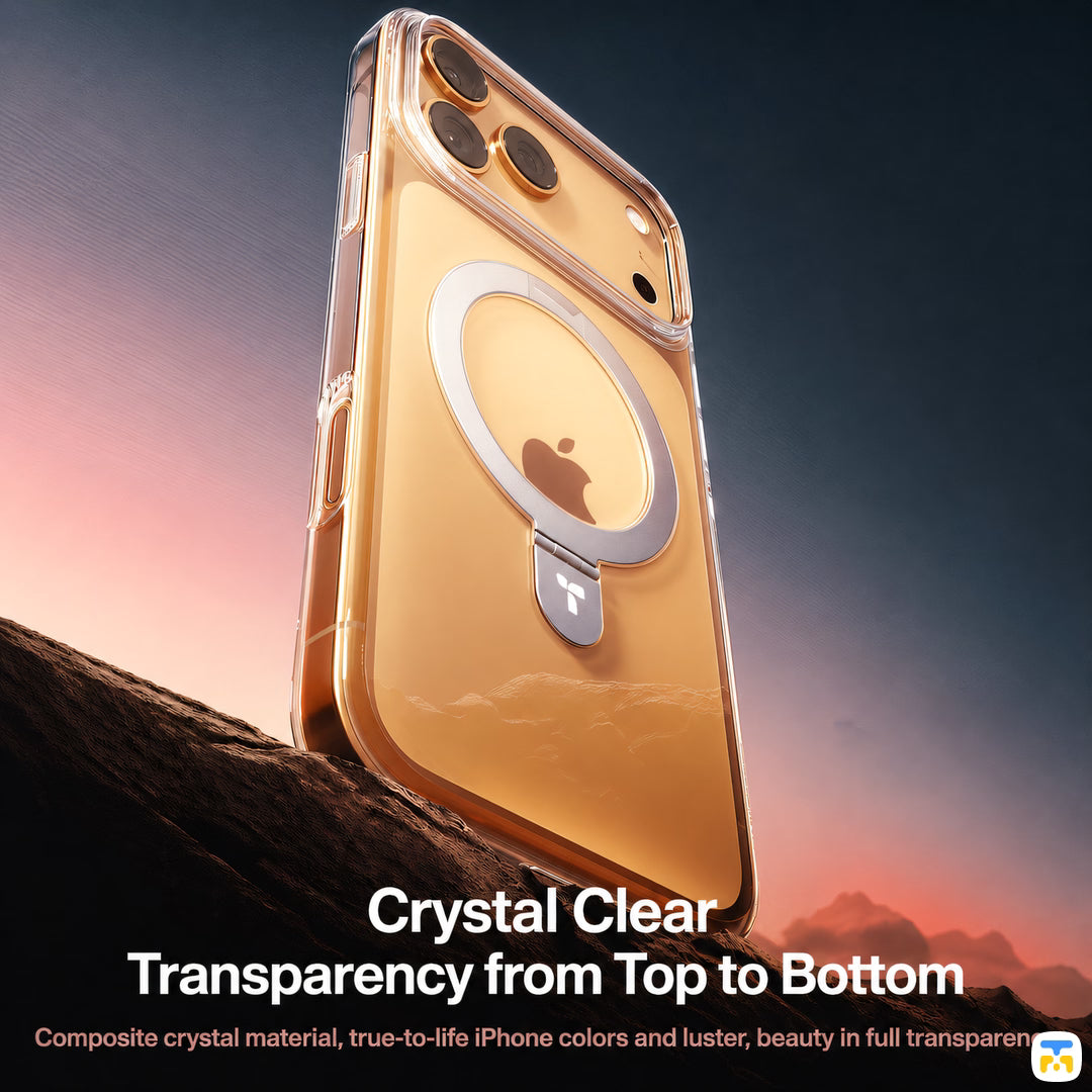 Crystal Clear
Transparency from Top to Bottom - TORRAS for iPhone 17 Series Q1 MagSafe Case with Rotating Stand