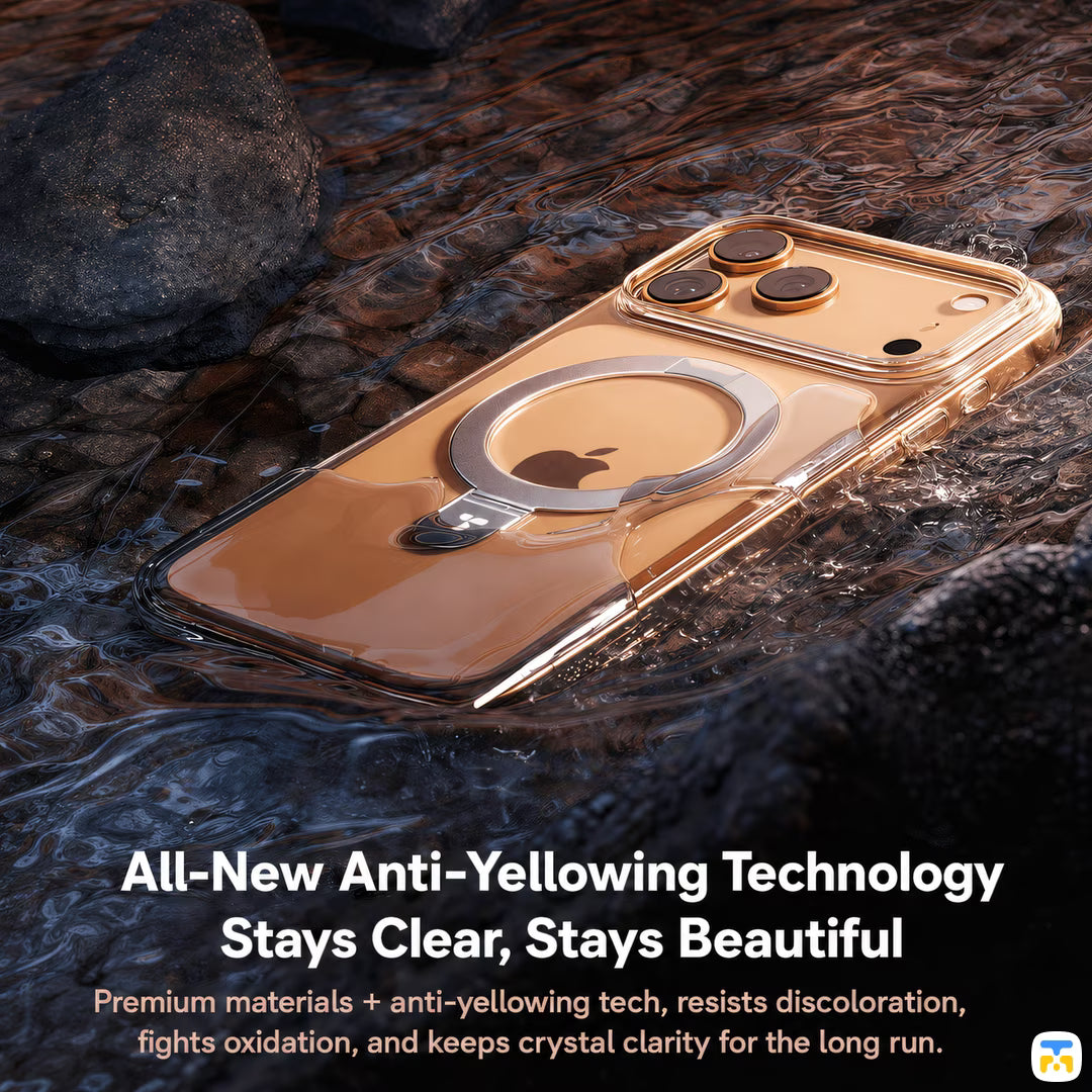 All-New Anti-Yellowing Technology
Stays Clear, Stays Beautiful - TORRAS for iPhone 17 Series Q1 MagSafe Case with Rotating Stand