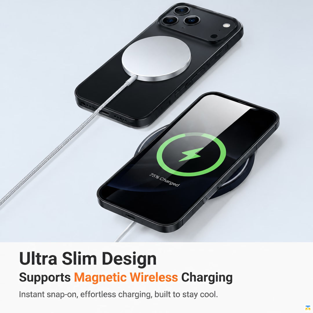 Ultra Slim Design
Supports Magnetic Wireless Charging- TORRAS Matte Finish Case for iPhone 17 Series - Ultra-thin - MagSafe