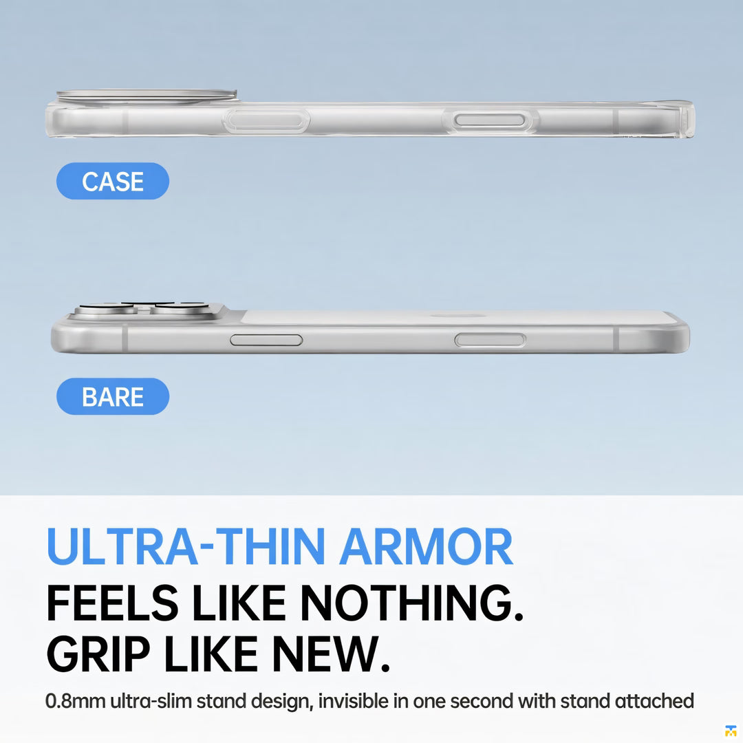 ULTRA-THIN ARMOR
FEELS LIKE NOTHING.
GRIP LIKE NEW. - TORRAS Snow Mist Case for iPhone 17 Series with Stand - Ultra-thin - MagSafe