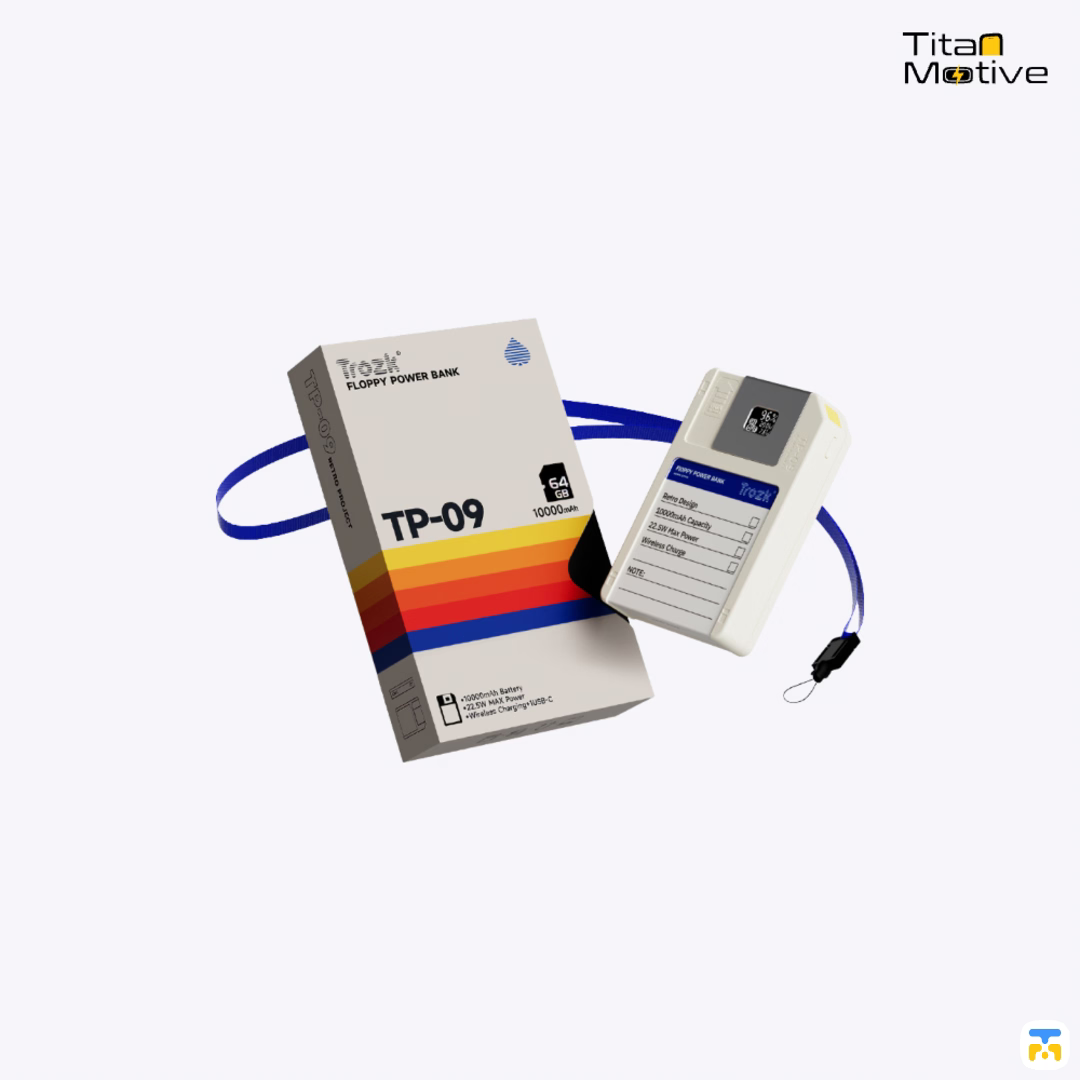 TROZK 10000mAh 22.5W Wireless Floppy Power Bank with 64GB Storage