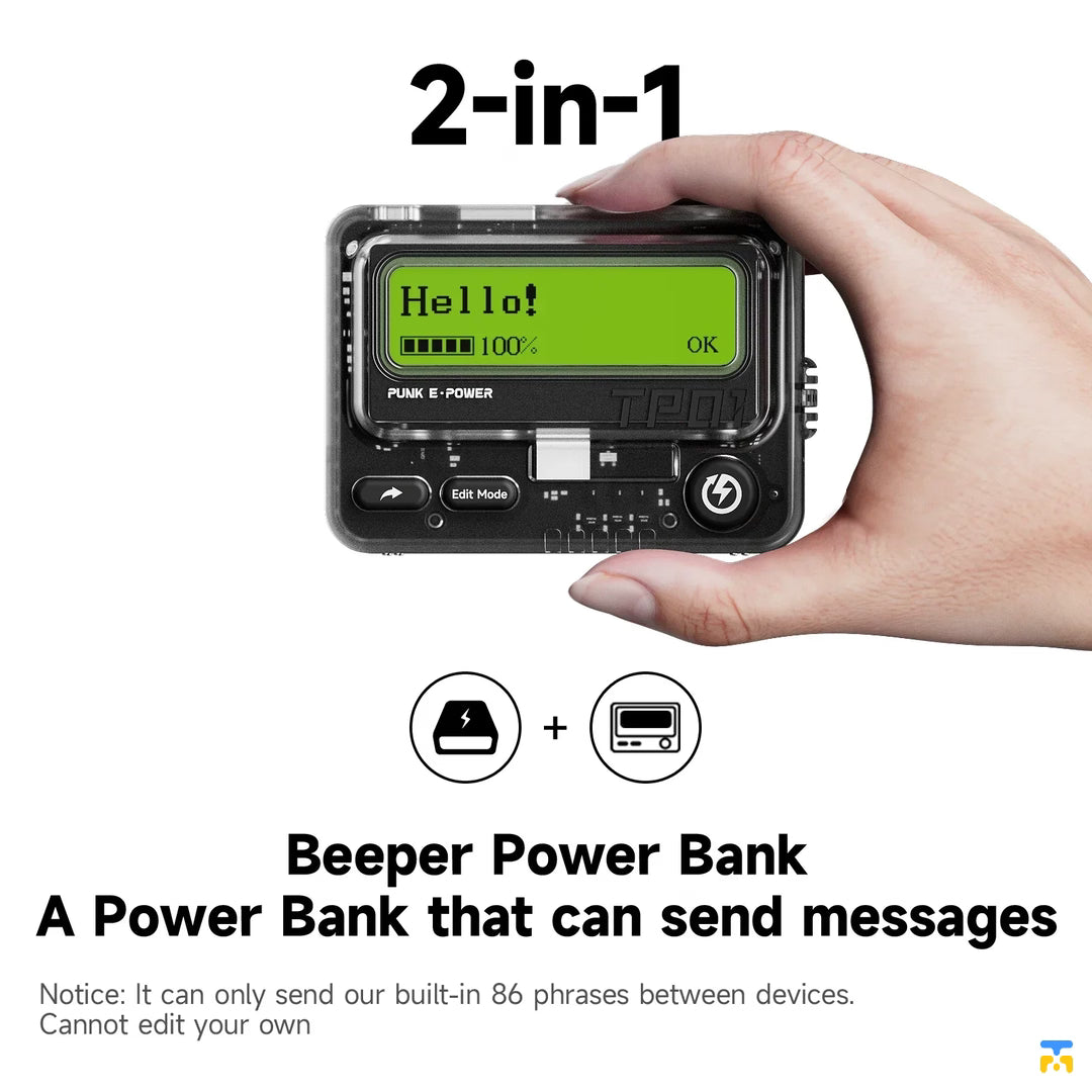 Beeper Power Bank
A Power Bank that can send messages - TROZK 10000mAh PD 30W Retro Design Beeper Power Bank