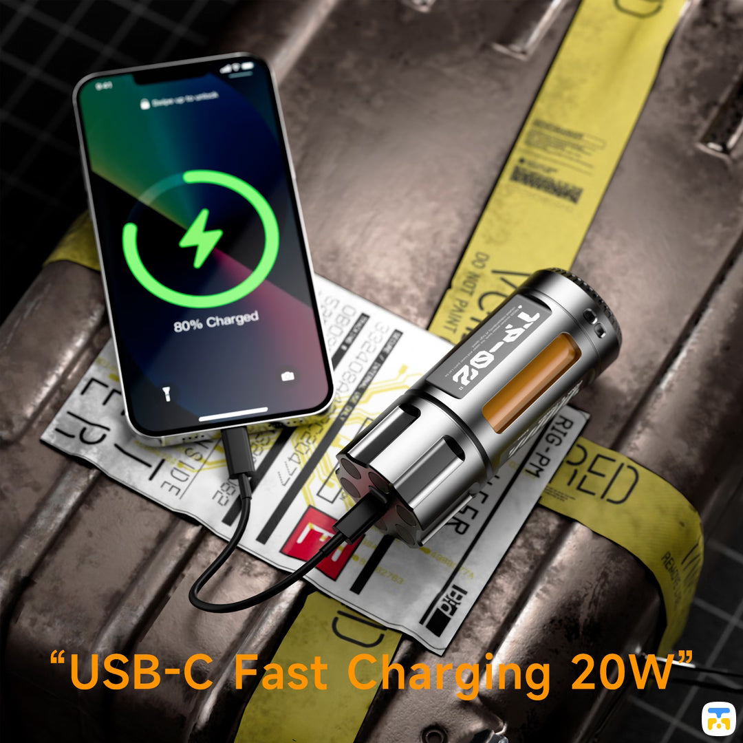 USB-C Fast Chai ging 20W" - TROZK 5000mAh 20W Revolver Power Bank