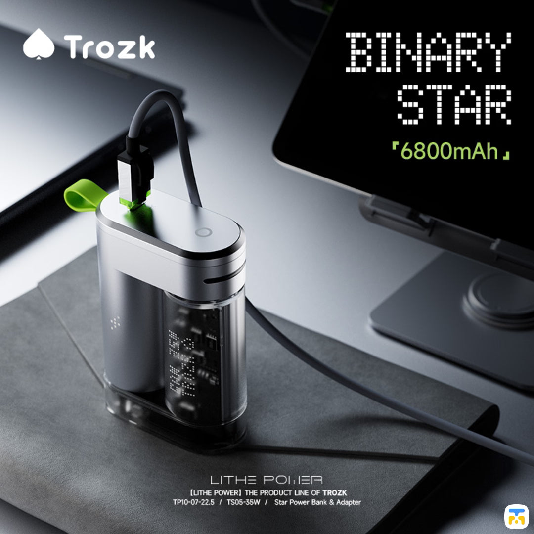 BINARY
STAR
*6800mAh, - TROZK 6800mAh 22.5W Binary Star Power Bank + 35W Adapter
