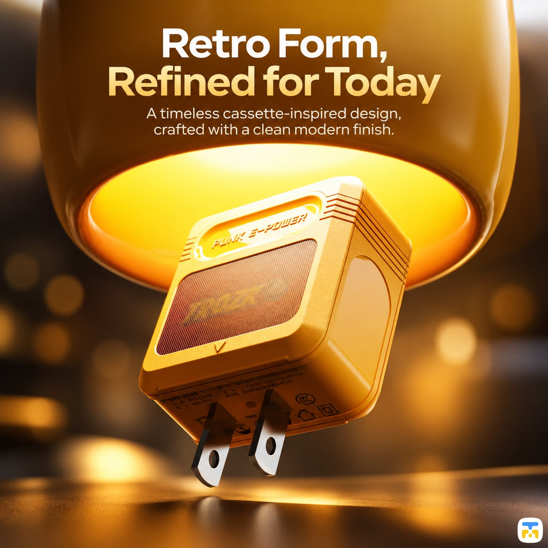 Retro Form,
Refined for Today - TROZK Classic Retro 20W Cassette Power Adapter