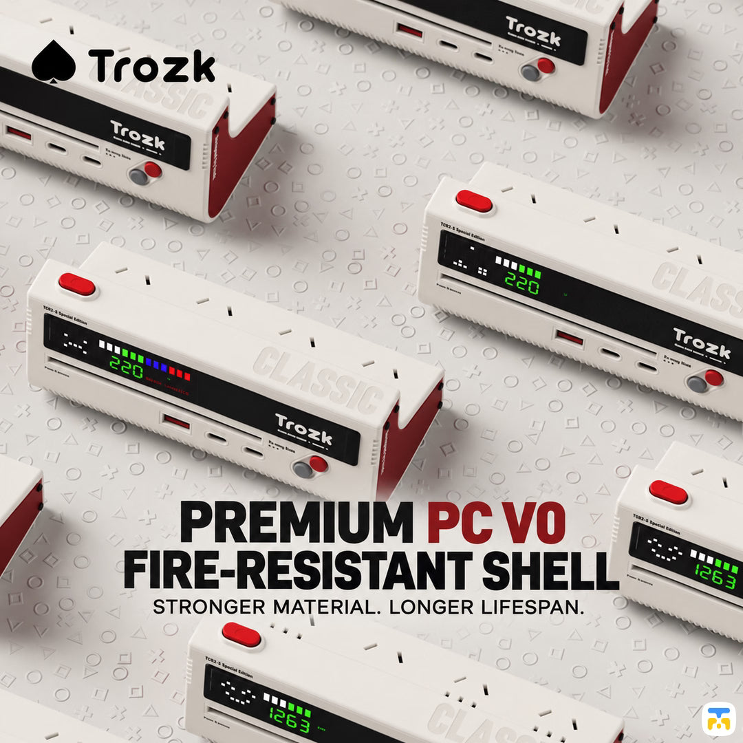 PREMIUM PC VO
FIRE-RESISTANT SHELL - TROZK Game Style Socket with 45W Adapter and Display