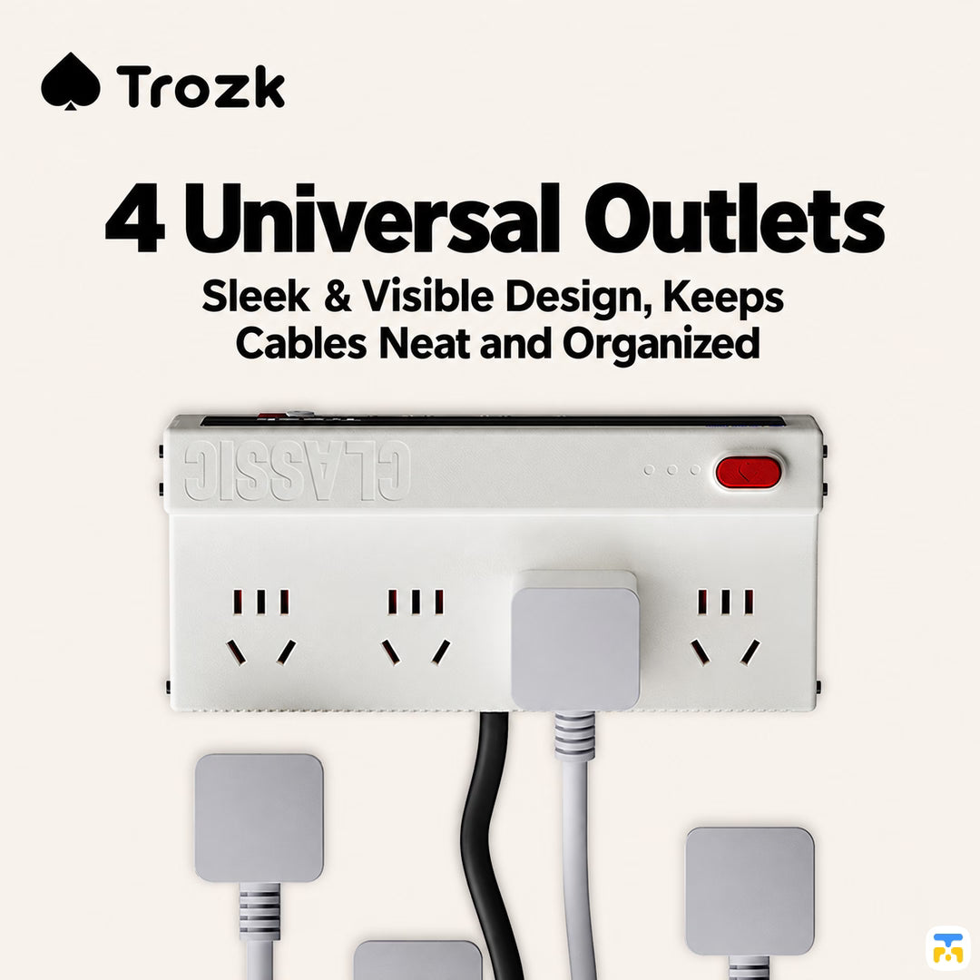4 Universal Outlets - TROZK Game Style Socket with 45W Adapter and Display