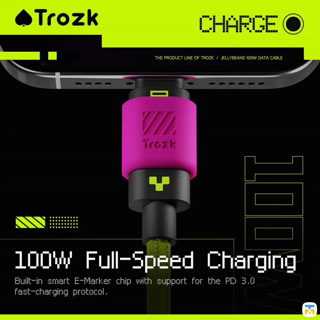 100w Full-Speed Charging - TROZK Jellybeans 100W USB-C Data Cable