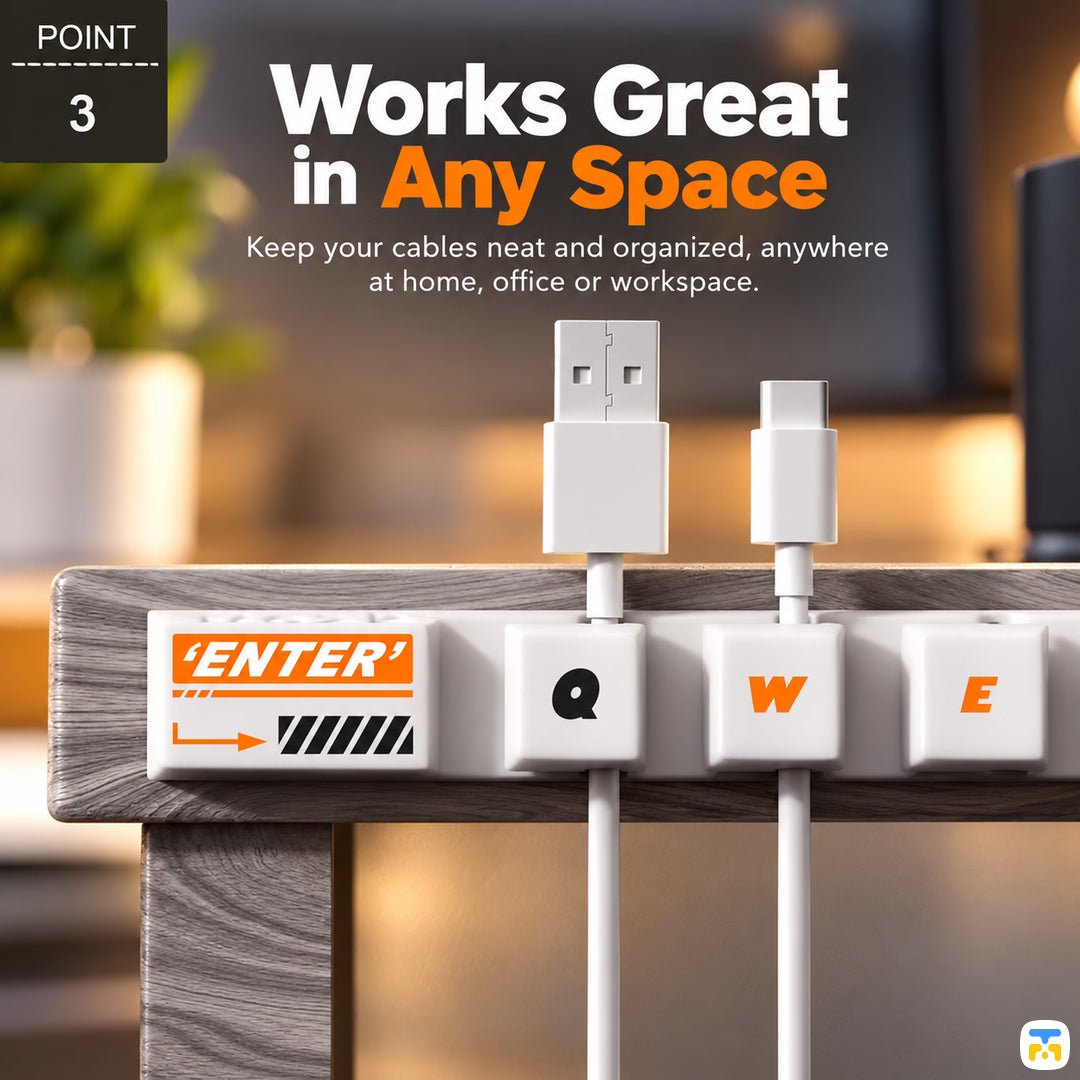 Works Great
in Any Space - TROZK Punk Style Key Cap Cable Organizer