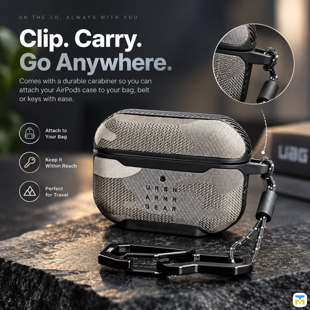 Clip. Carry.
Go Anywhere.UAG Metropolis Ballistic Armr AirPods Case