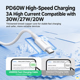 PD60W High-Speed Charging
3A High Current Compatible with
30W/ 27W/20W - UGREEN 60W USB-C to USB-C PD 1 Meter Cable