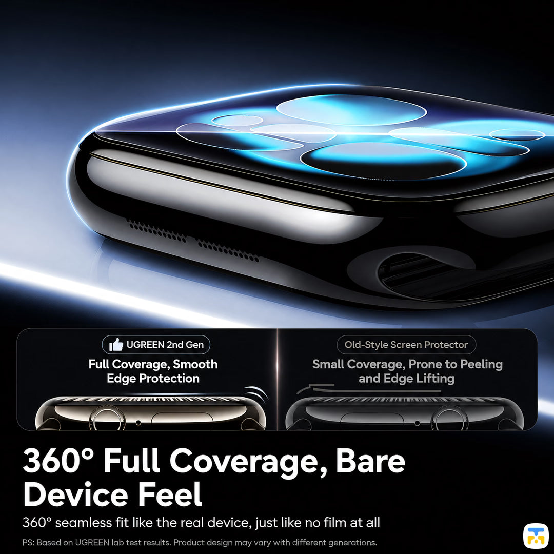 360° Full Coverage, Bare
Device Feel - UGREEN Apple Watch Screen Protector with Installer - 2 Pieces