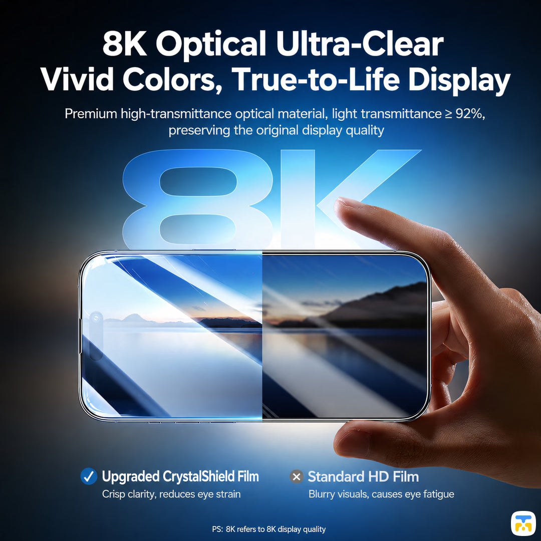 8K Optical Ultra-Clear
Vivid Colors, True-to-Life Display - UGREEN for iPhone 17 Series Borderless Screen Protector with Installer